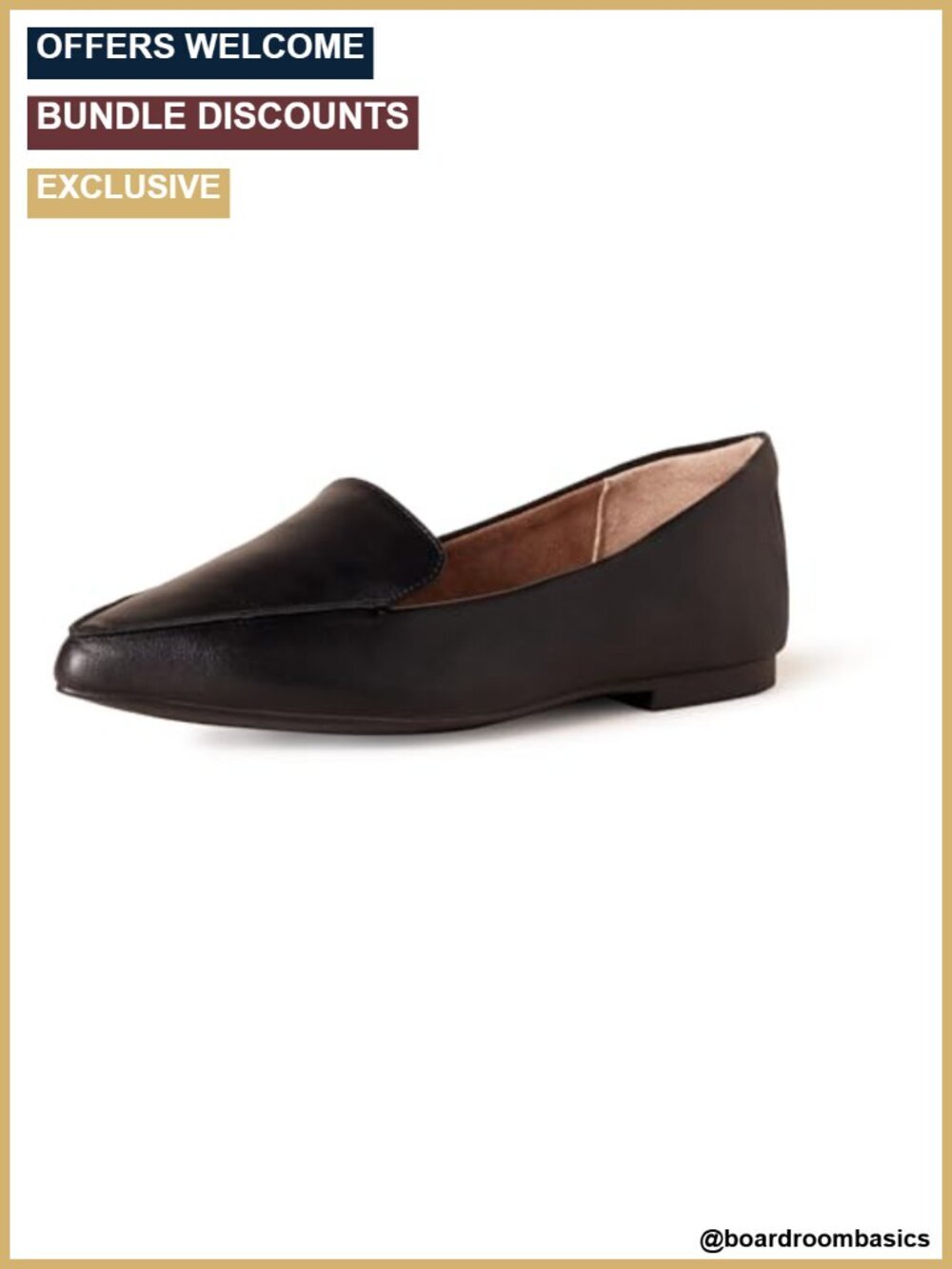 Faux Leather Pointed Toe Loafer Flats with Padded Insole